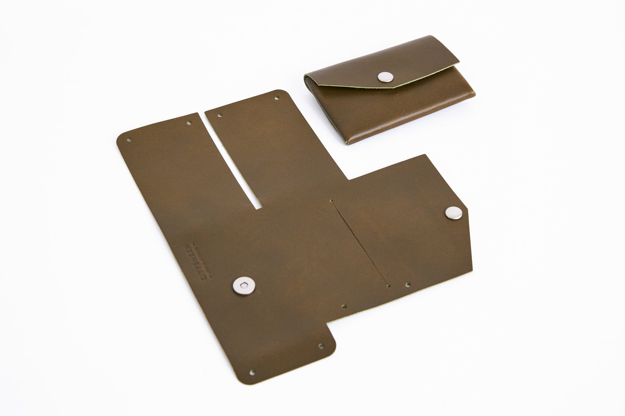 Veg tanned green leather mini wallet
