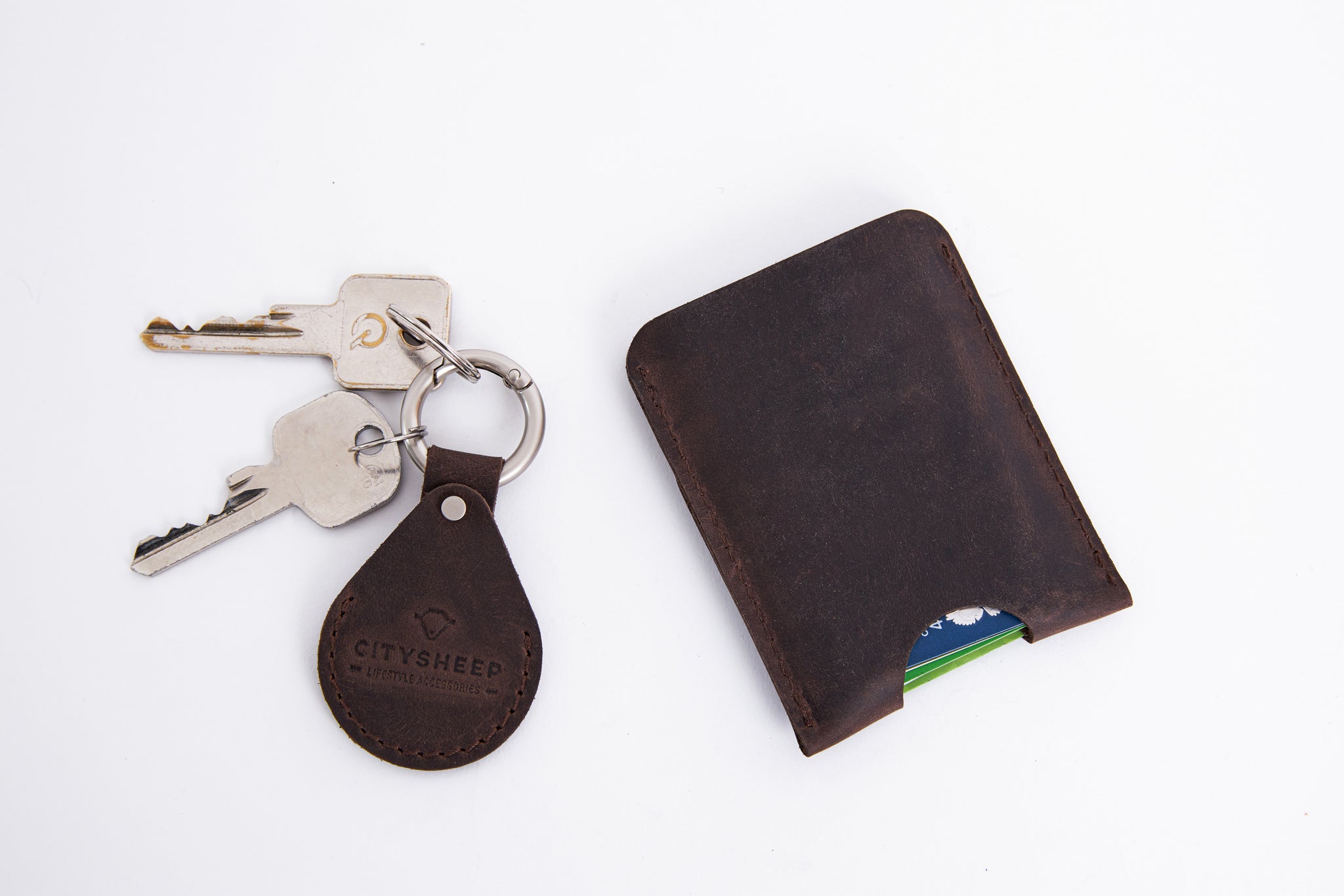 This leather card case Crafted from crazy horse leather