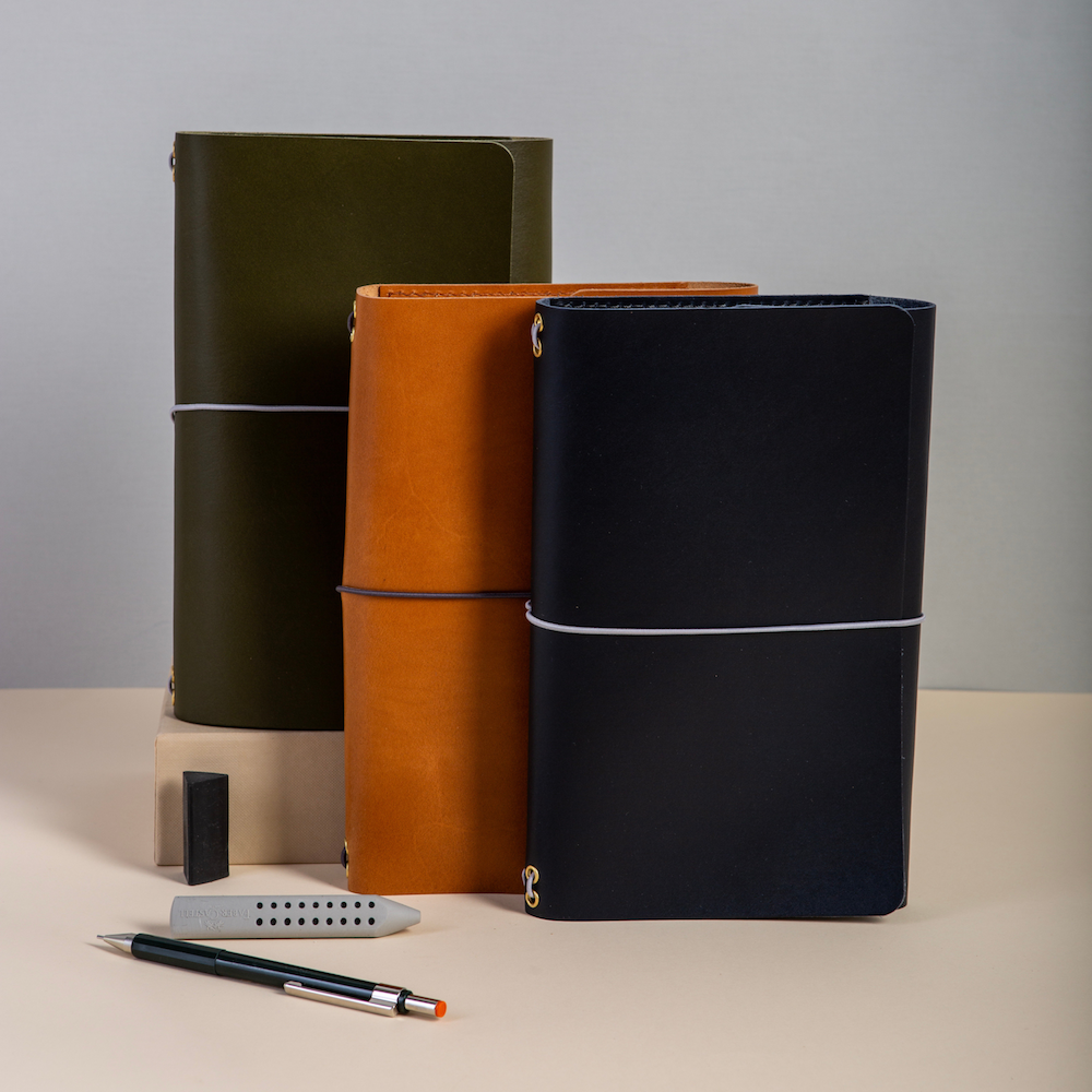 Trifold Leather Journal CARRY ALL/ Deep Blue