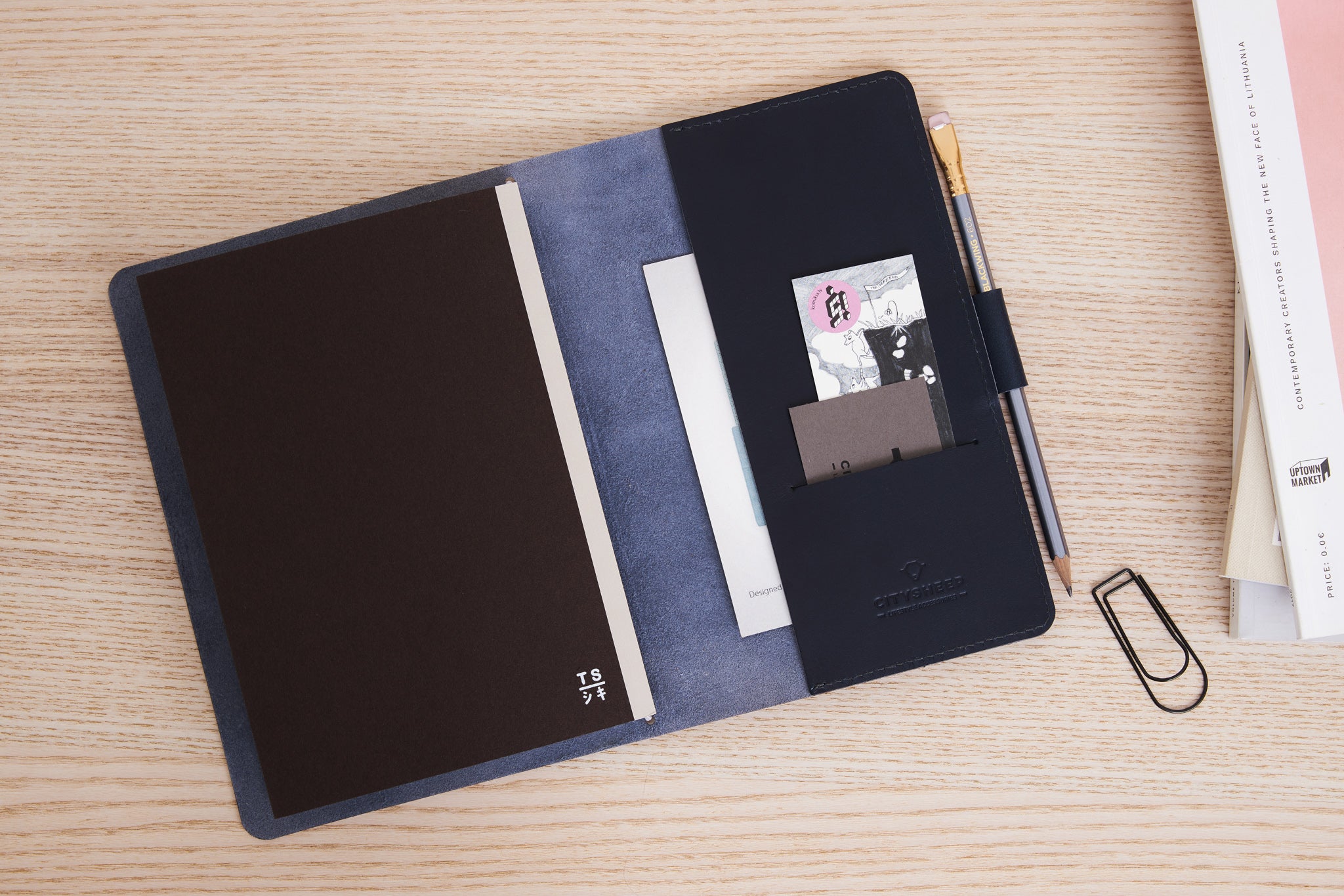 leather travelers notebook cover with pockets and pen loop