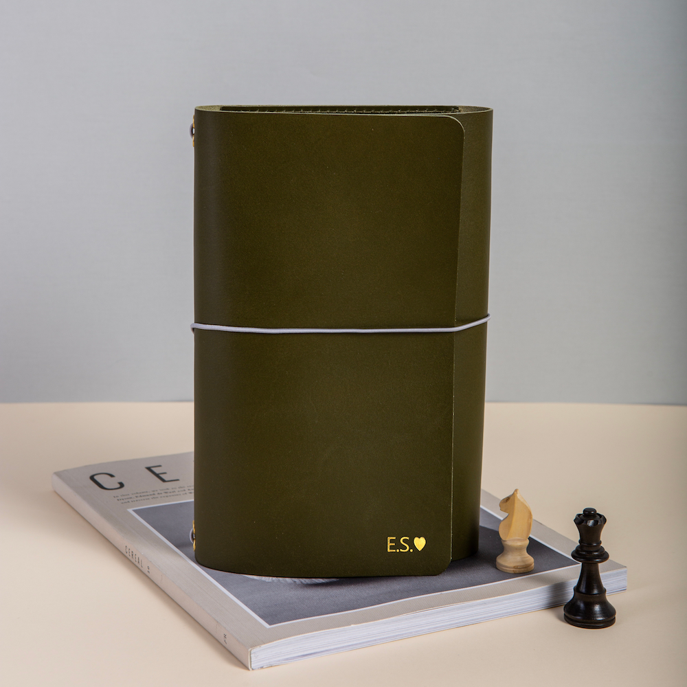 Trifold Leather Journal CARRY ALL/ Olive Green