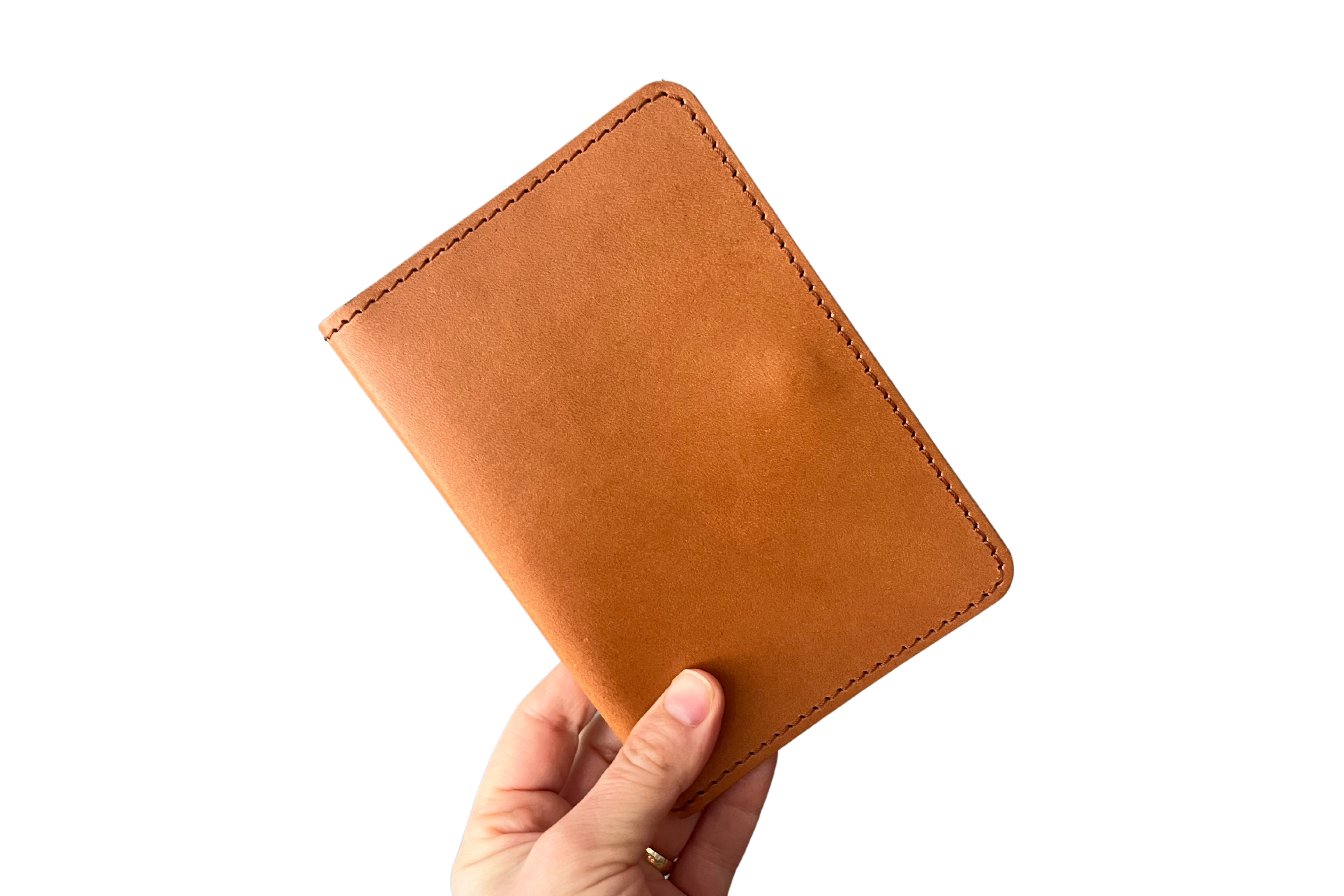leather passport holder with AirTag slot
