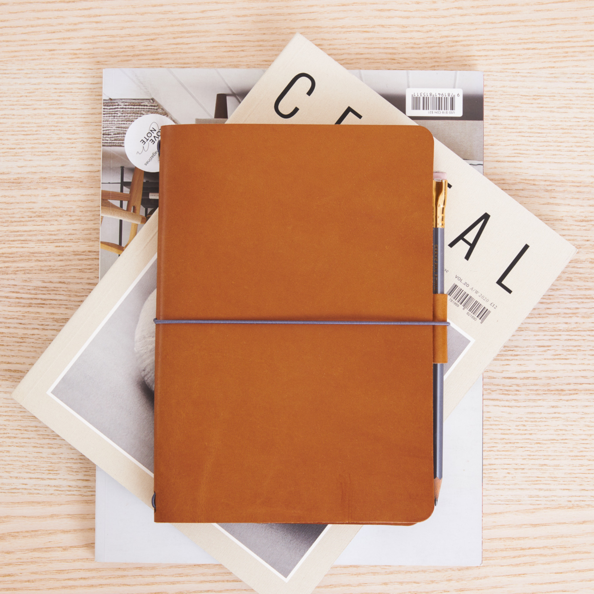 Leather Journal Cover Refillable SLIM FIT/ Tanned