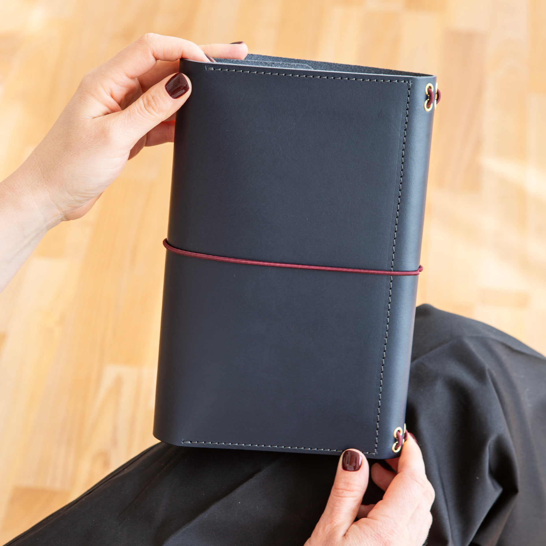 Trifold Leather Journal CARRY ALL/ Deep Blue
