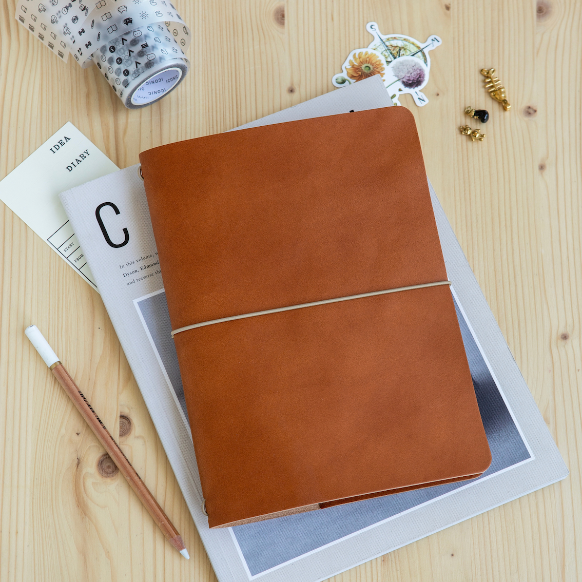 Leather Journal Cover Refillable SLIM FIT/ Tanned