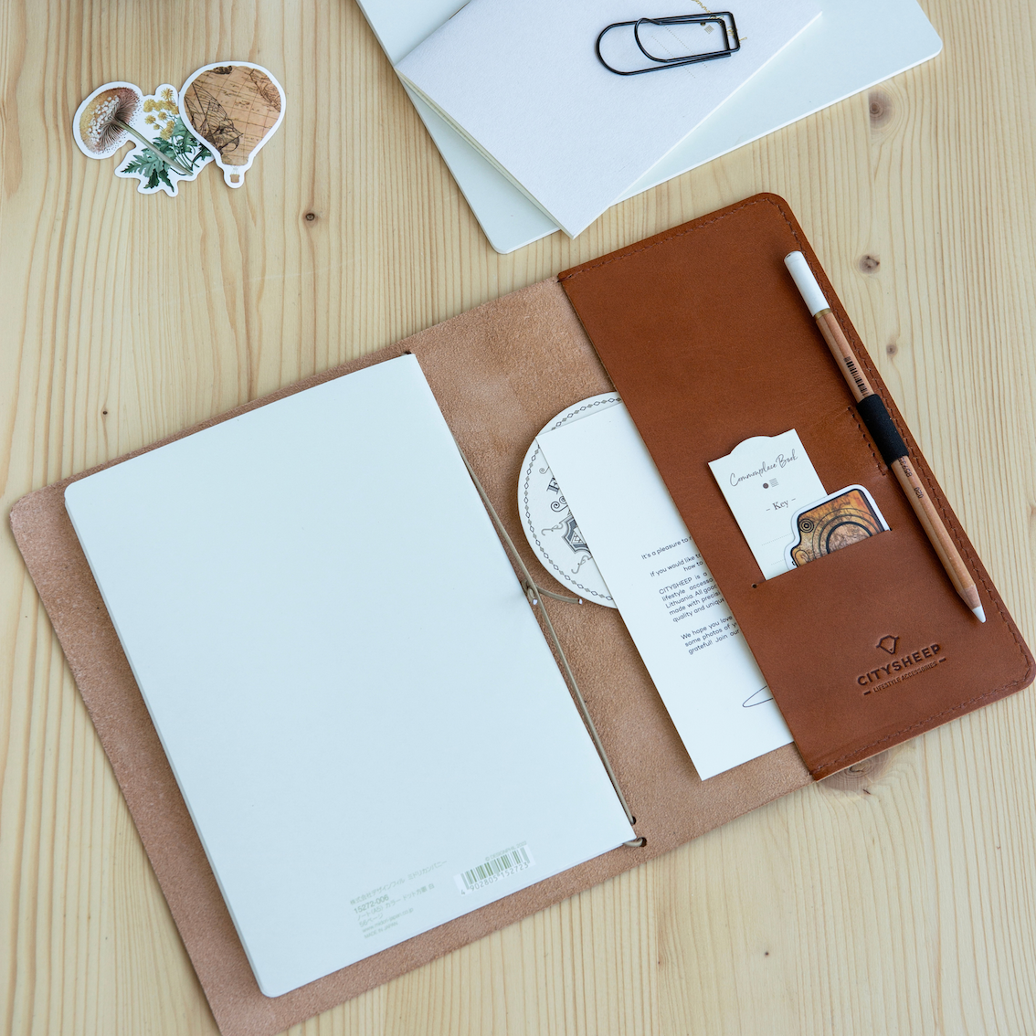 Leather Journal Cover Refillable SLIM FIT/ Tanned