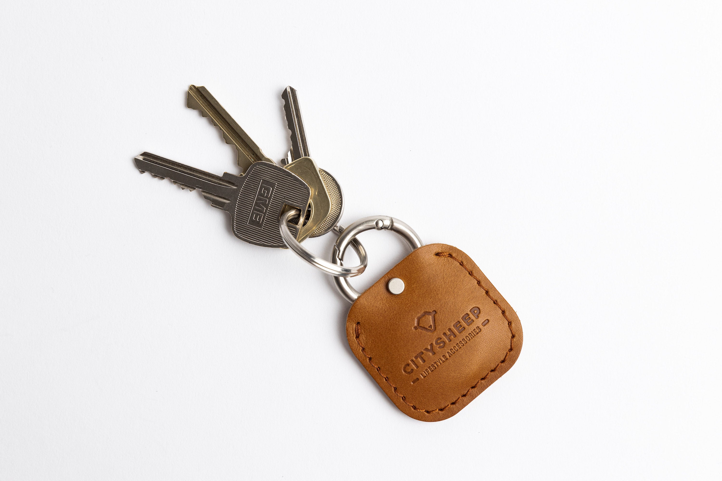 Handcrafted leather AirTag keychain