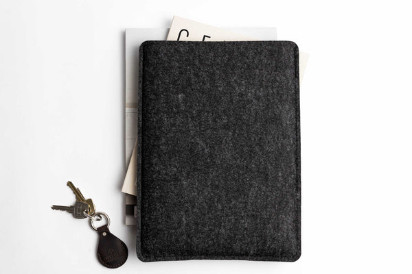COMFY MacBook Case/ Dark grey felt & Brown leather/
