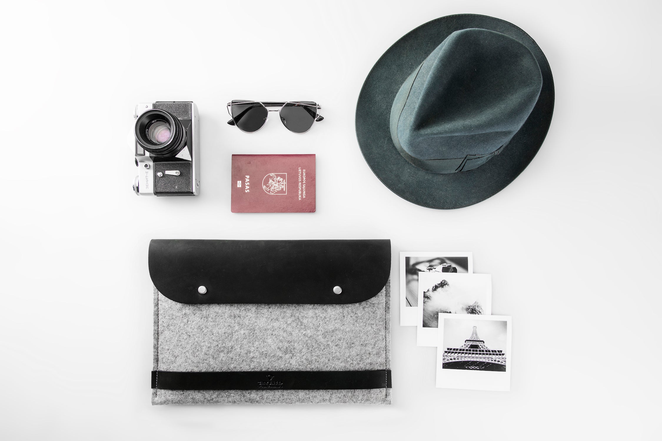 Leather iPad folio case with closure and pencil holder