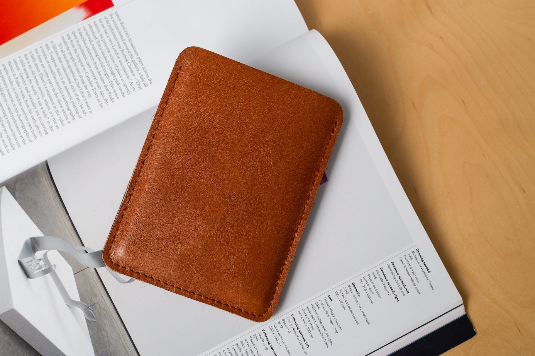 Leather passport cover brown color leather