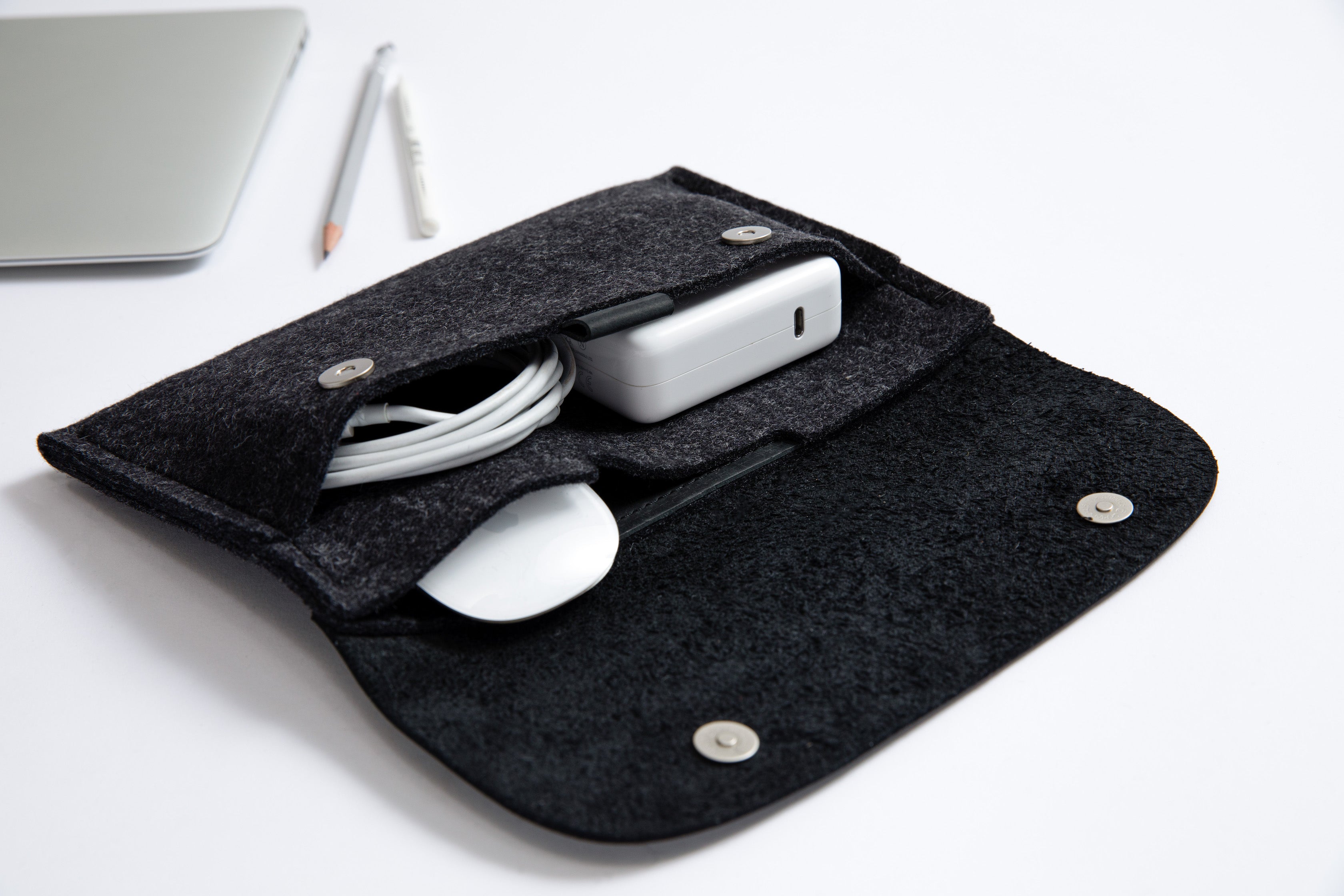 cable organizer tech pouch with magnetic closure.