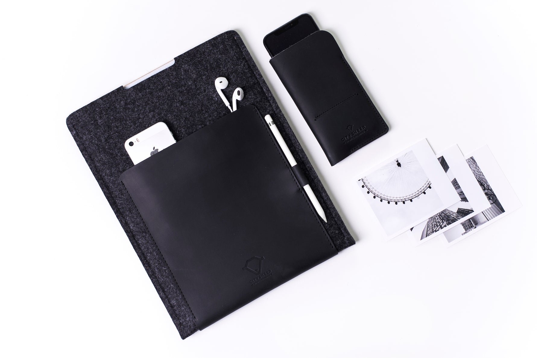 Black iPad sleeve for iPad mini, iPad Pro 11", iPad Air 10.9", iPad Pro 12.9", iPad Air 13", Pad Pro 13"