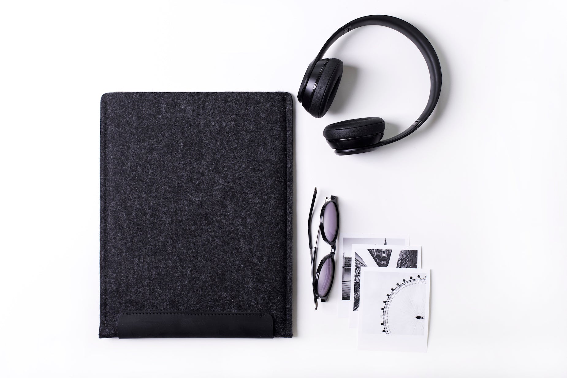 Wool felt iPad sleeve with pocket for notes/ accessories and loop for Apple pencil.