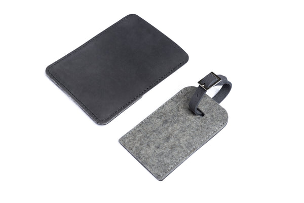 Slim leather passport case/ Scandinavian grey