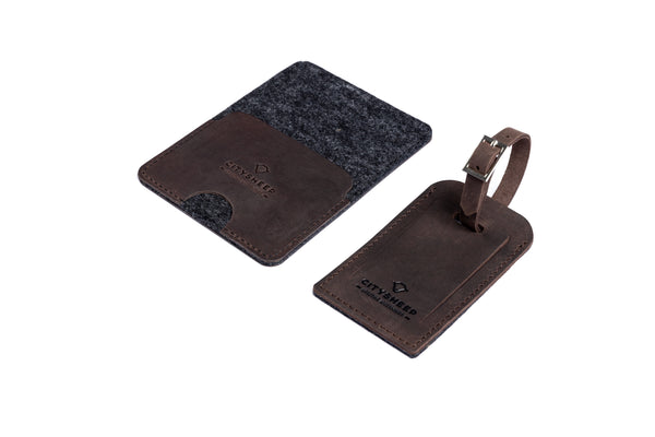 Slim leather passport case/ OAK BROWN