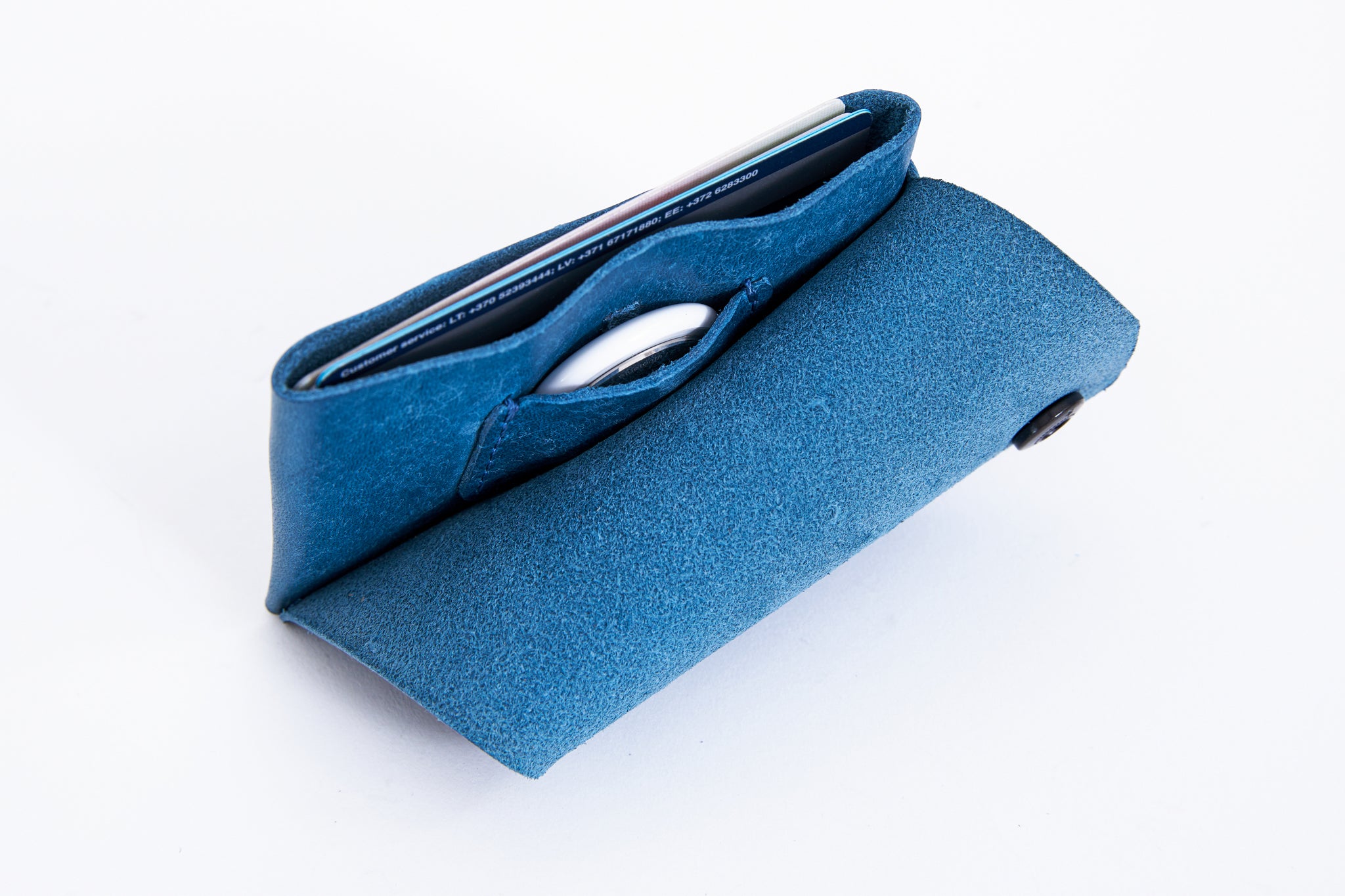 AirTag card wallet with hidden AirTag blue