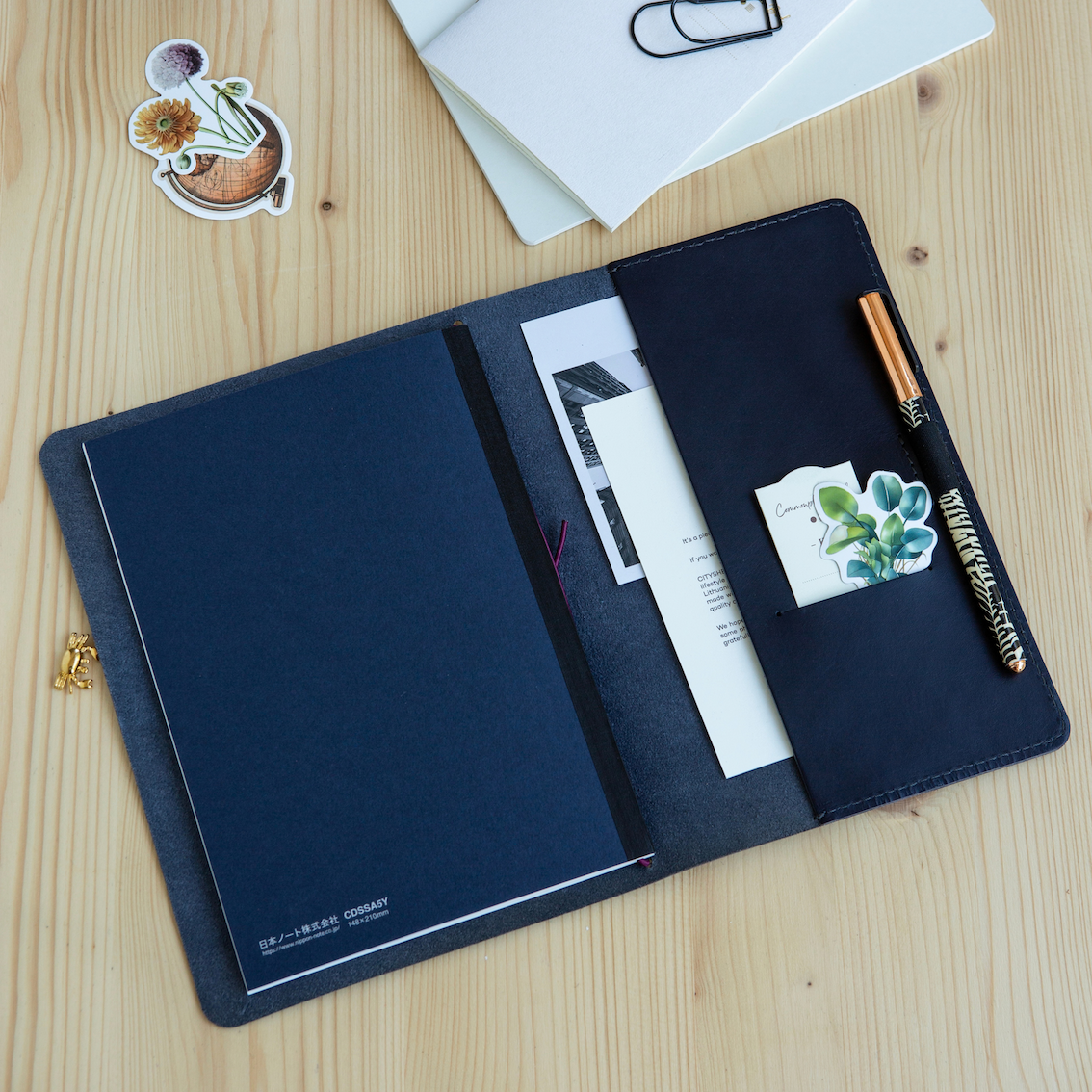 Leather Travel Journal MINIMALIST/ Deep Blue