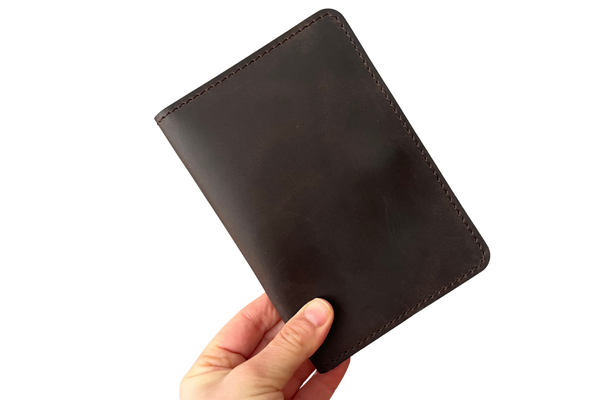 Passport Holder from Leather with AirTag Slot/ Oak Brown
