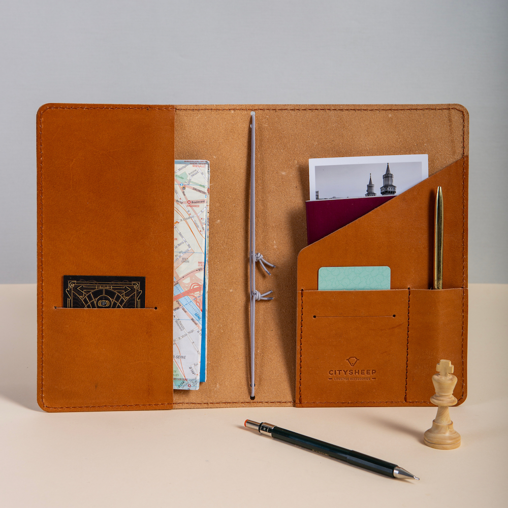 Leather Journal with Pockets CARRY MORE/ Tanned