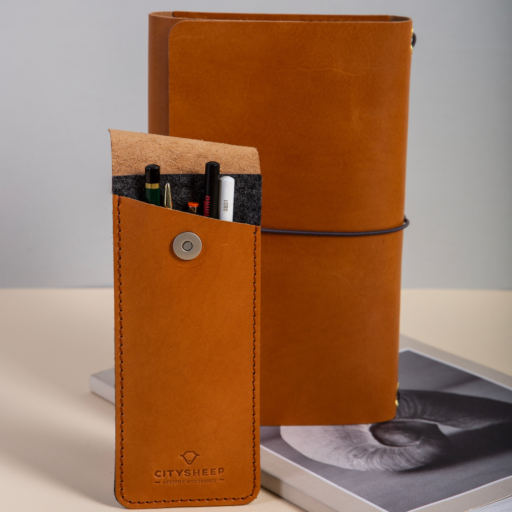 Leather Pen and Pencil Holder 