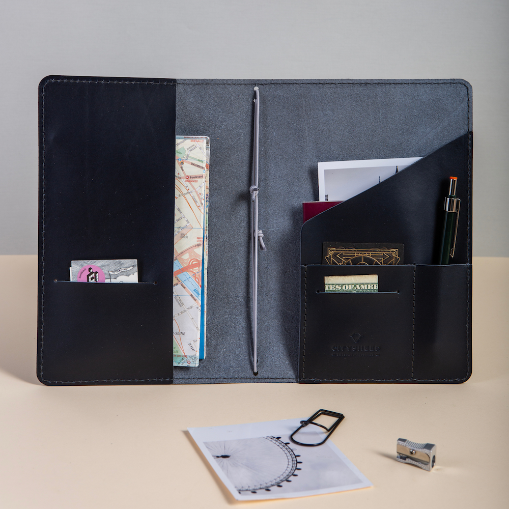 Leather Journal Cover CARRY MORE/ Deep Blue
