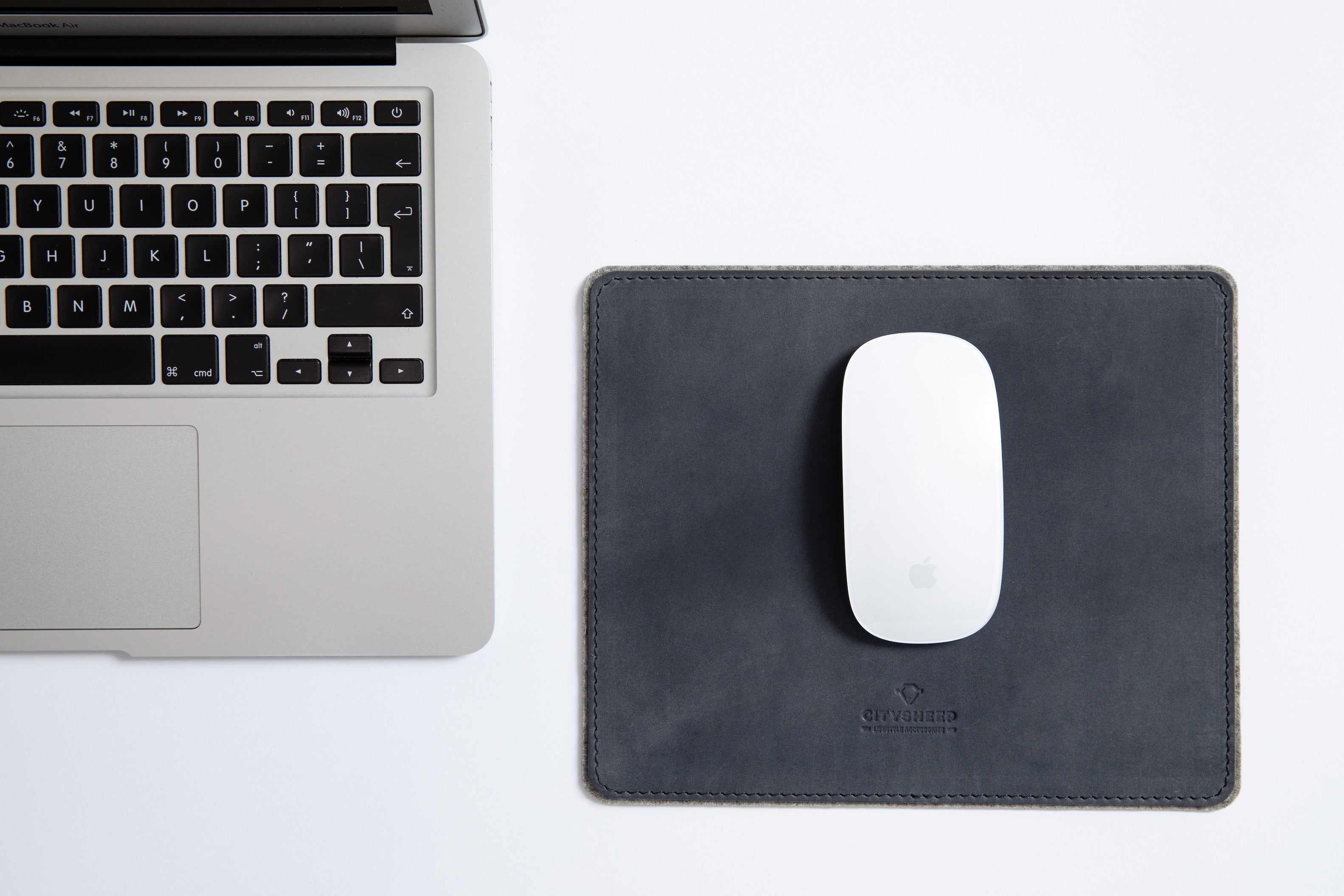 grey leather mouse pad handcrafted, can be personalized