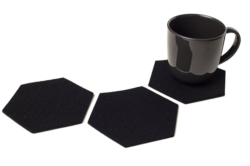 Felt Coaster · Bulk Pricing · 100% Merino Wool · Thick, Soft & Absorbent ·  Carbon Black Square