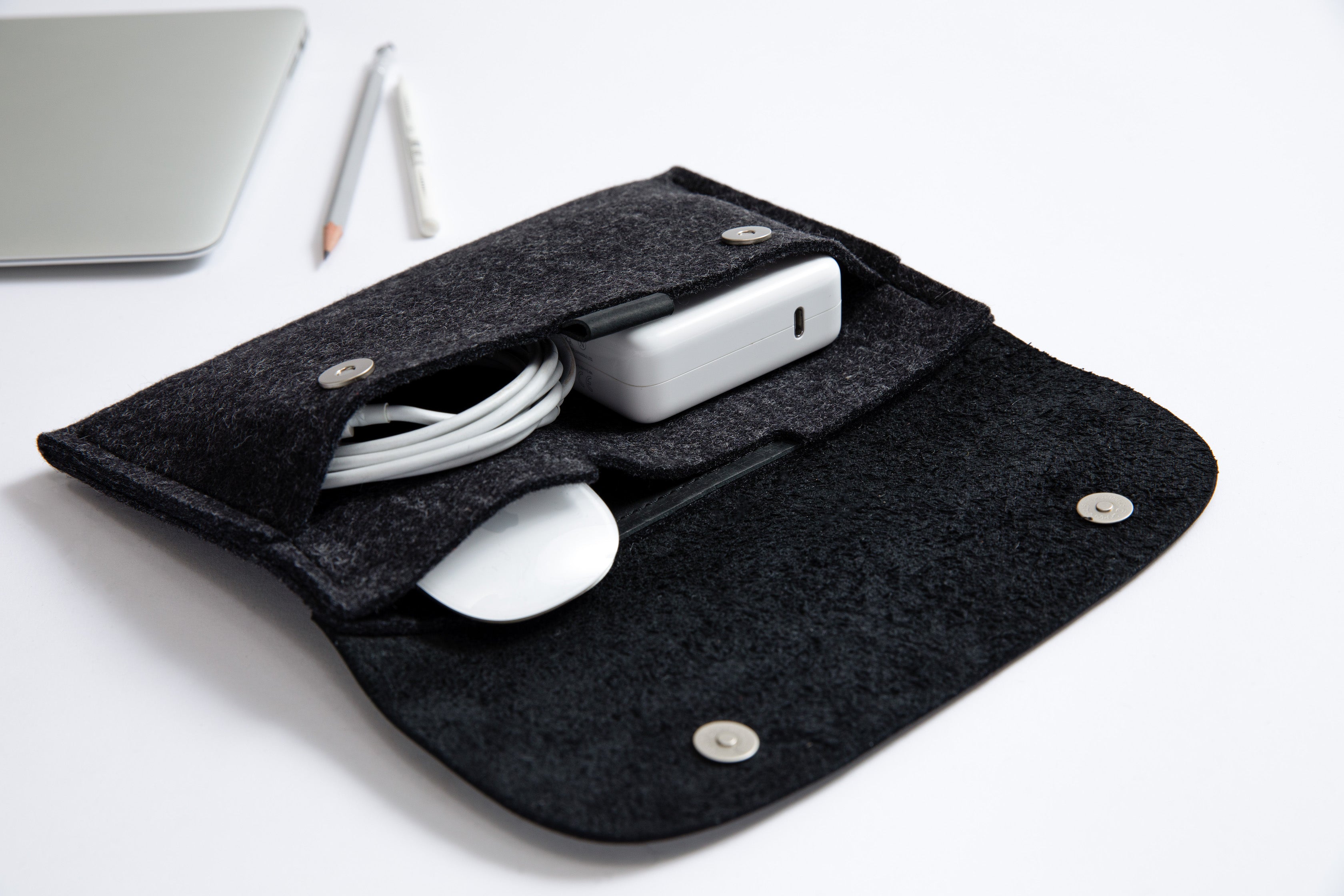 cable organizer tech pouch  with magnetic closure. 