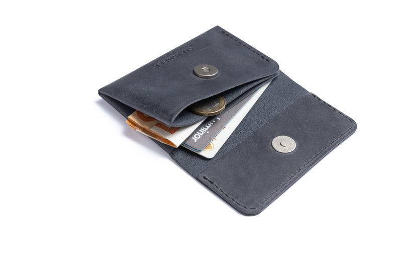 Minimalist Leather Card Holder in Grey - Thursday Boot Company