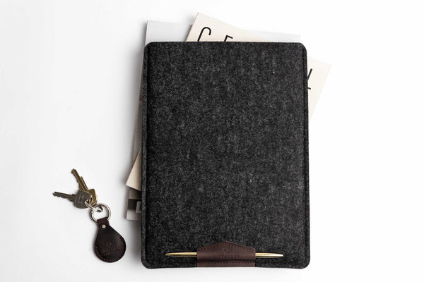 COMFY MacBook Case/ Dark grey felt & Brown leather/
