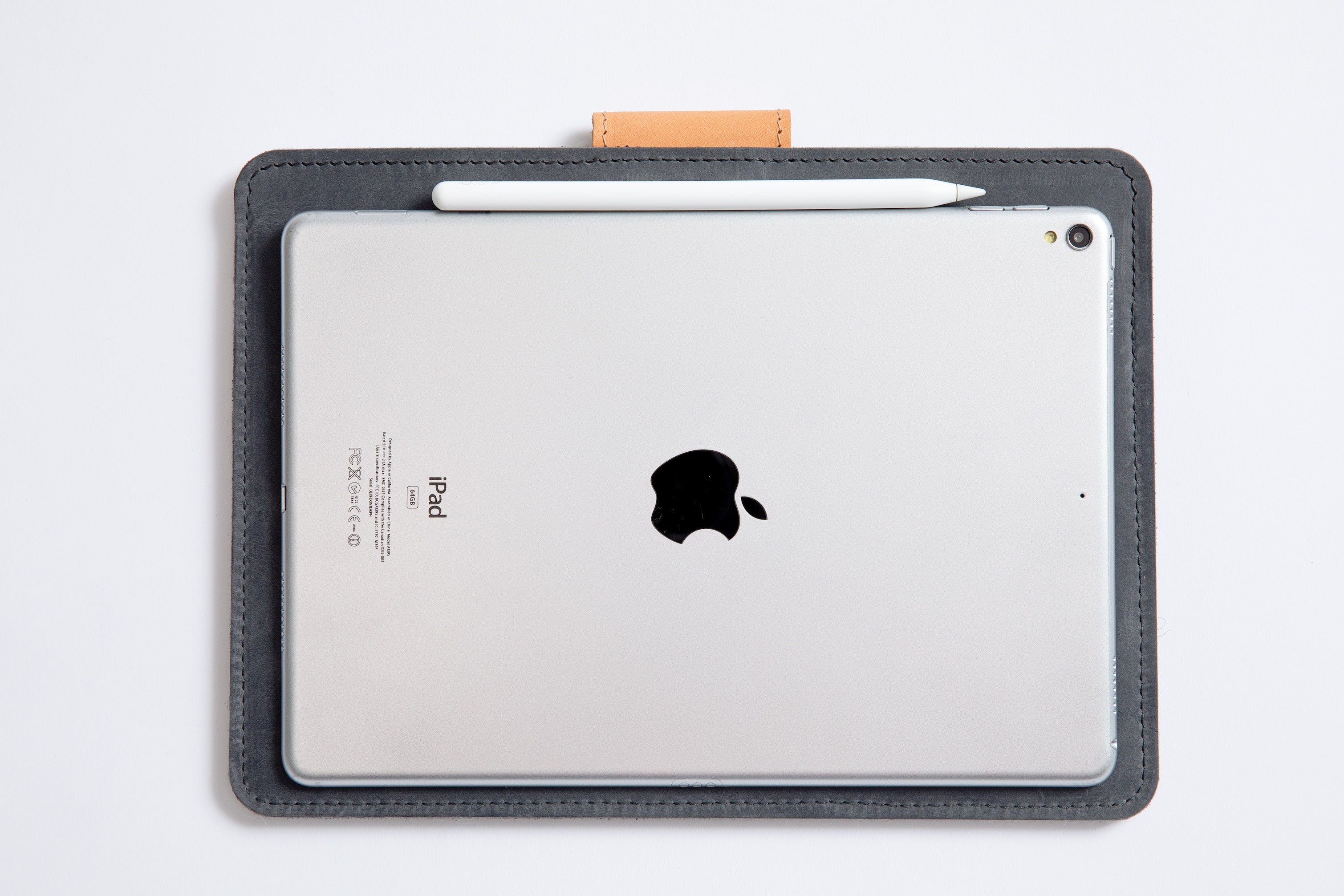 iPad Air/ Pro Grey Leather Sleeve with Apple pencil holder. Slim and Protective.