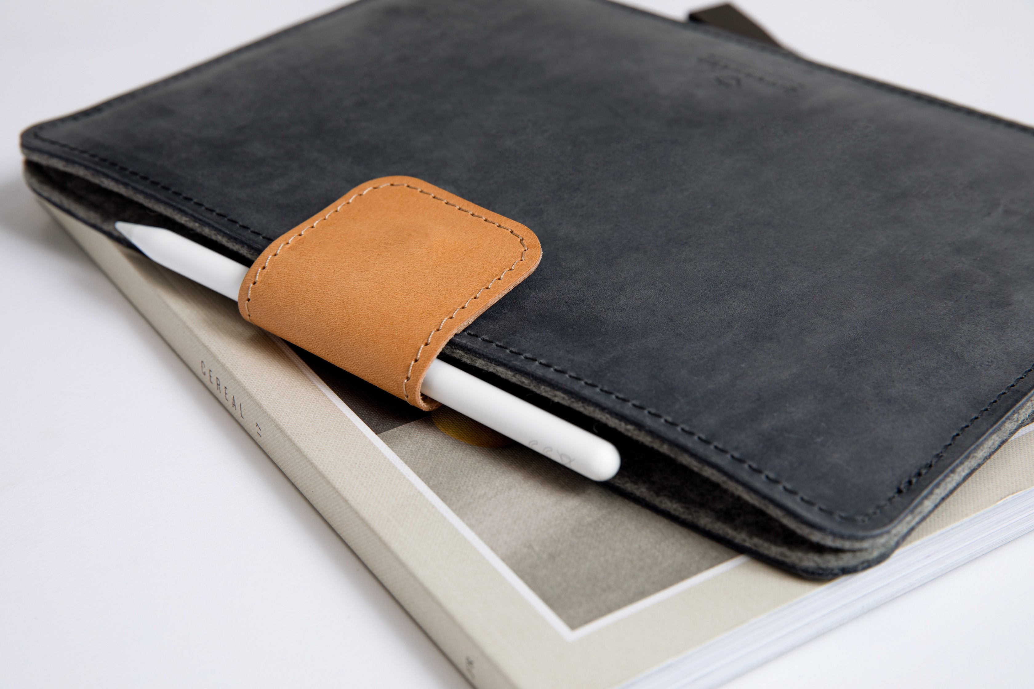 Crazy Horse Leather iPad Sleeve with Apple Pencil Holder. Protects your iPad from bumps and scratches.